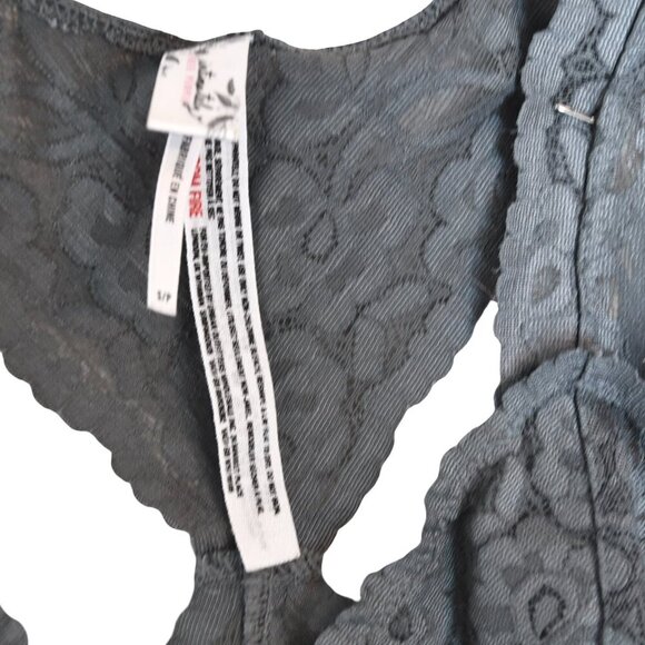Free People Intimates From Under Lace Racerback Bralette Black Gray Floral S/P - Picture 6 of 6